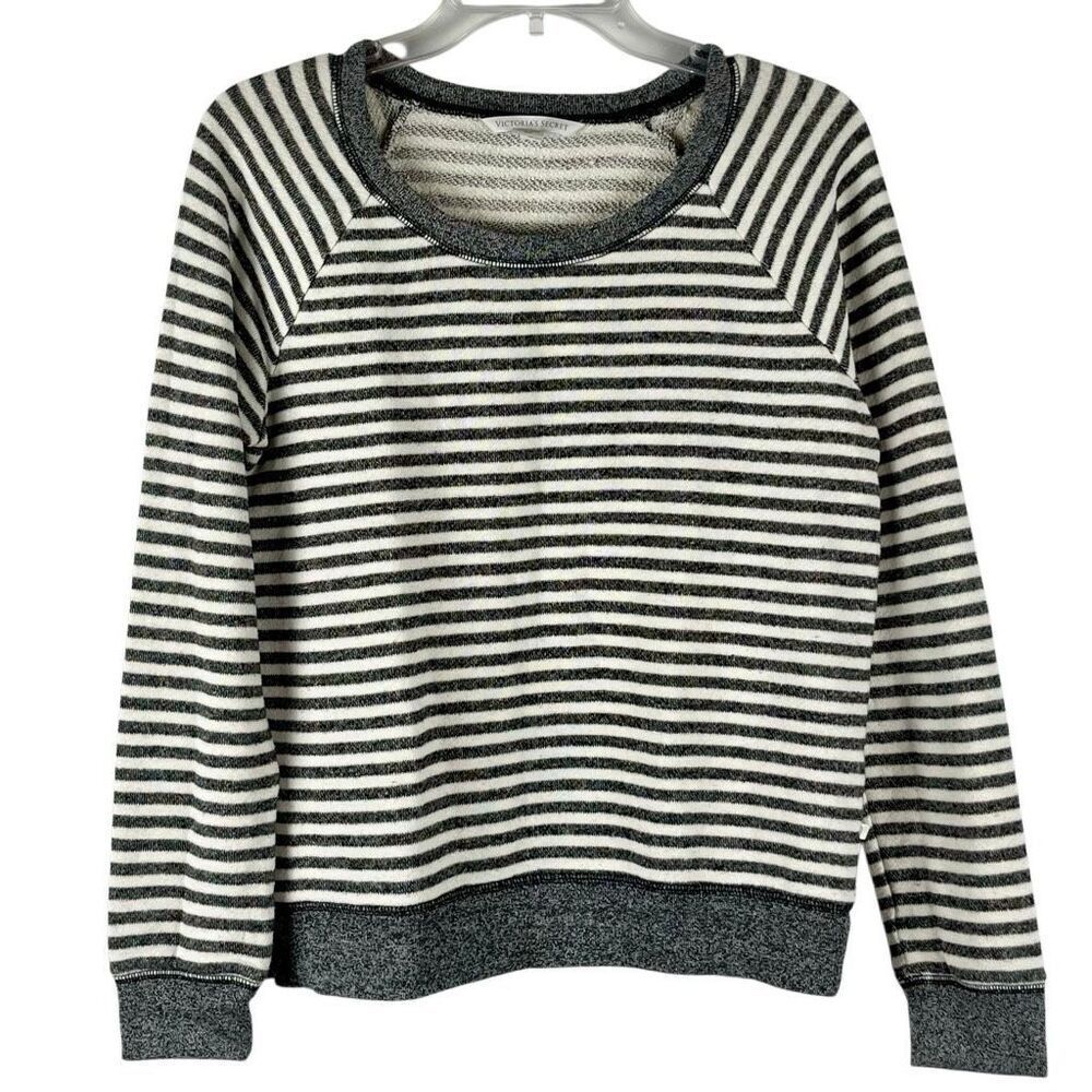 Victoria's Secret Gray White Stripe Sweatshirt Small